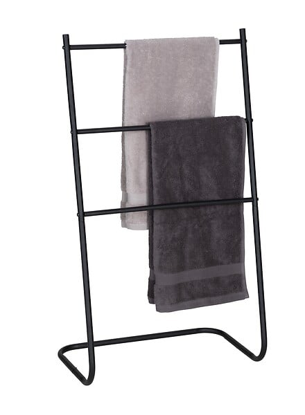 WENKO - Porte-serviettes sur pied métal - Aracena - Noir - 3 barres - large