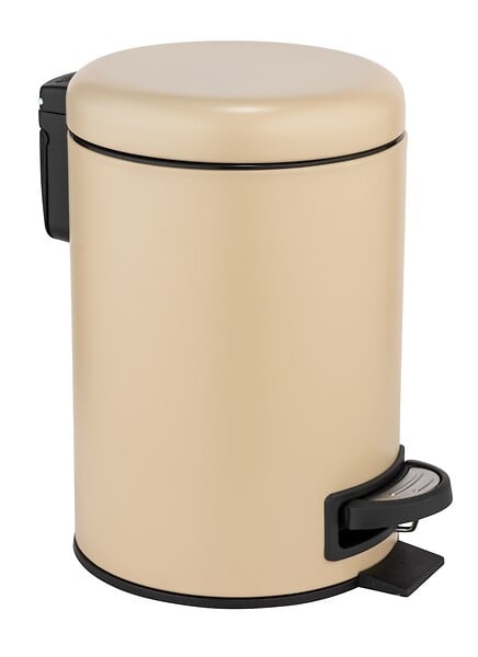 WENKO - Poubelle à pédale Leman, beige mat 3ltr - large