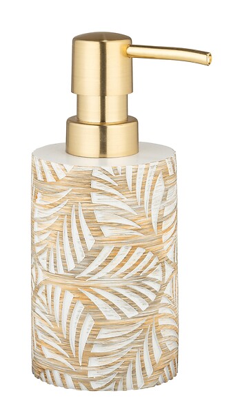 WENKO - Distributeur de savon polyrésine Terralba Blanc/Doré 490 ml - large