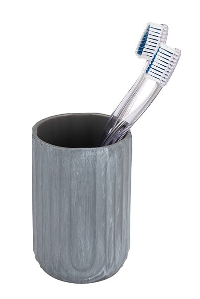 WENKO - Gobelet de salle de bain - Céramique - Iseo - Gris - 11,3cm - large
