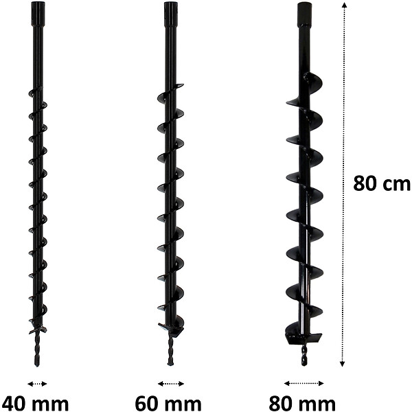 GT MARKET - Lot de mèches de tarière Ø 40, 60 et 80 mm avec adaptateur pour perceuse et perforateur SDS-plus - large