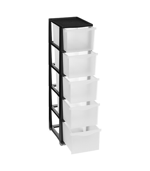 5 FIVE SIMPLY SMART - Tour de rangement 5 Tiroirs 4 pieds amovibles dont 2 avec roues H 102.4 cm - large