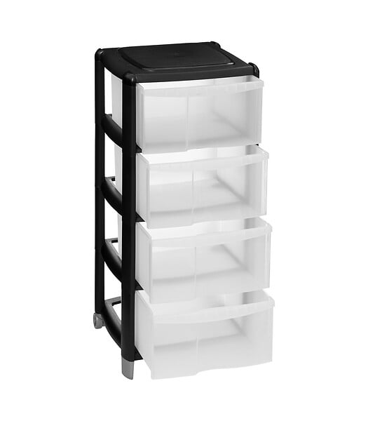 5 FIVE SIMPLY SMART - Tour de rangement 4 Tiroirs 4 pieds amovibles dont 2 avec roues H 85 cm - large
