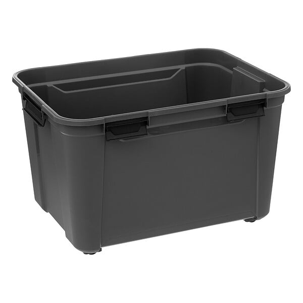 5 FIVE SIMPLY SMART - Boîte de rangement en polypropylène noir 160L avec roues et fermeture à clip - large
