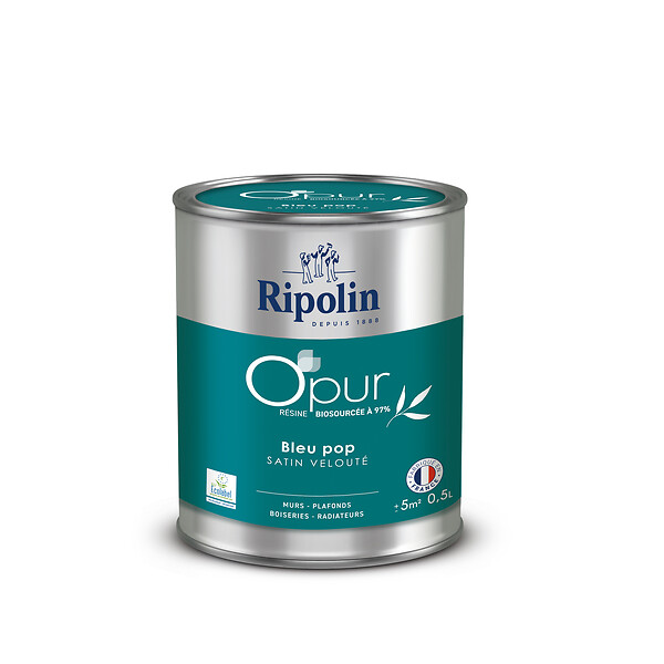RIPOLIN - Peinture O'pur - Bleu Pop - Satin - 0,5L - large