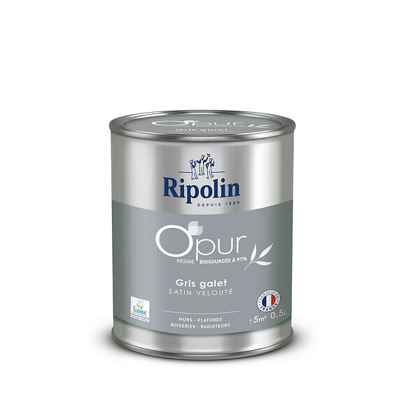 RIPOLIN - Peinture O'pur - Gris galet - Satin - 0,5L - large