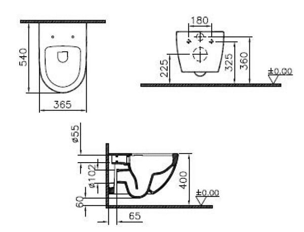 VITRA - SENTO Pack WC suspendu flush2.0 - Largeur: 365 mm - Profondeur : 540 mm - Hauteur : 340 mm - Blanc - large