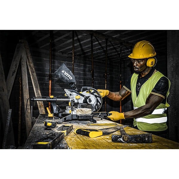 VITO - Scie à onglet Ø 210 mm 1500W Télescopique Guide Laser Double rail VITO - large