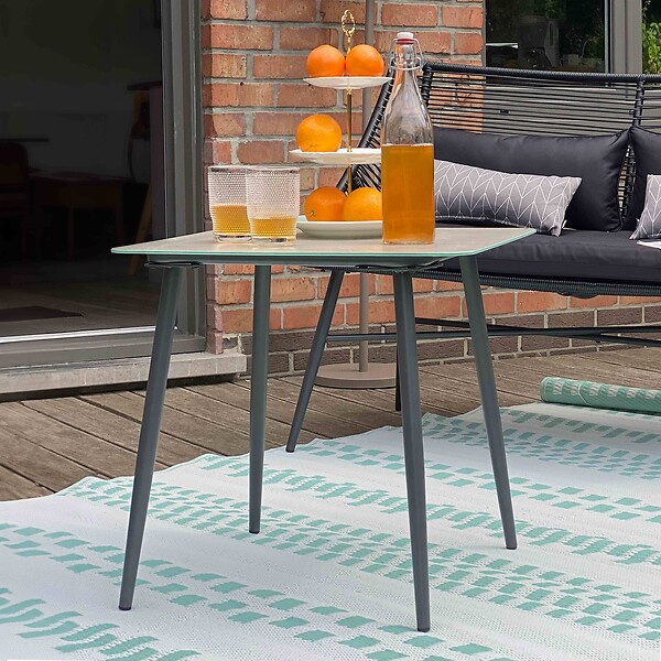 OVIALA - Grande table basse de jardin en acier gris - Costa Rica - large