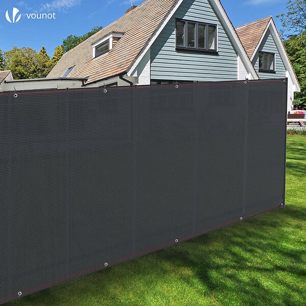 VOUNOT - Brise vue occultant en HDPE 230g/m² 1.8x10m avec attaches de fixation anthracite - large