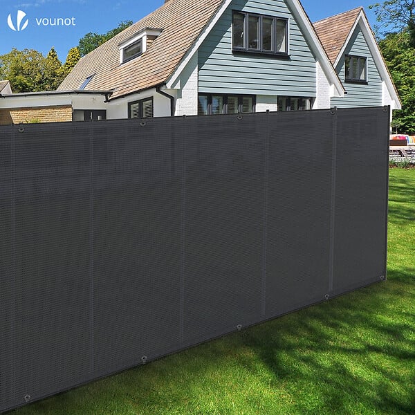 VOUNOT - Brise vue occultant en HDPE 150g/m² 1.8x10m avec attaches de fixation anthracite - large