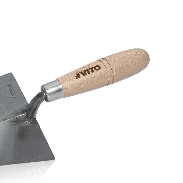 VITO - Truelle de maçon Portugaise forgée Ronde 220mm Acier trempé Manche en bois VITO - large