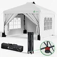 VOUNOT - Tonnelle de Jardin 3x3m POP UP installation facile avec portes et fenetres Blanc - vignette
