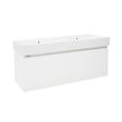 NATUREL - Meuble et lavabo salle de bain strié Naturel Savona 118x43x44,8 cm blanc brillant (SAVONA120BIU2) - vignette