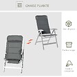 OUTSUNNY - Chaise de jardin pliante dossier haut inclinable multipositions accoudoirs tétière alu. oxford déperlant gris - vignette