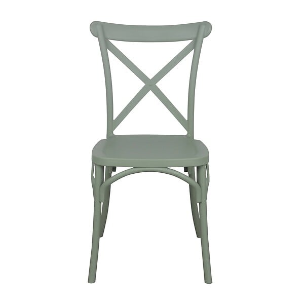 OVIALA - Chaise de terrasse empilable en plastique vert sauge - Dublin - large