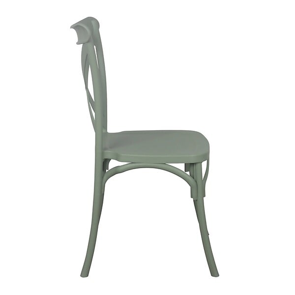 OVIALA - Chaise de terrasse empilable en plastique vert sauge - Dublin - large