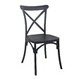 OVIALA - Chaise de terrasse empilable en plastique noire - Dublin - vignette