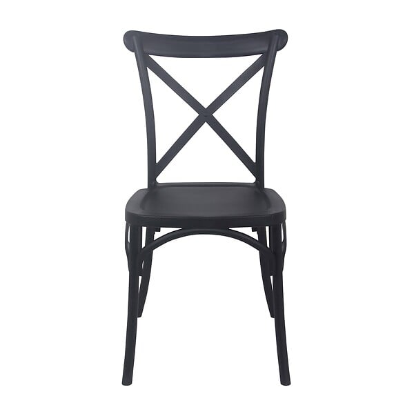 OVIALA - Chaise de terrasse empilable en plastique noire - Dublin - large
