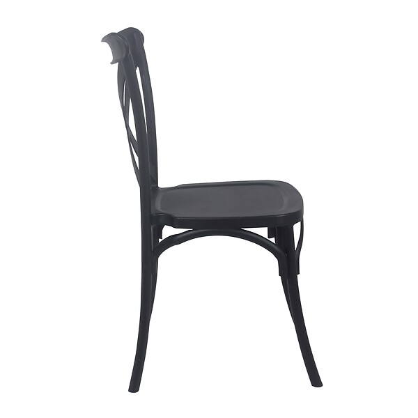 OVIALA - Chaise de terrasse empilable en plastique noire - Dublin - large