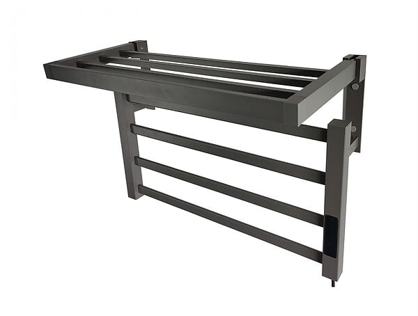 PURLINE - Sèche-serviettes électrique avec étagère gris anthracite 55W - large