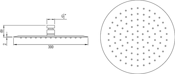 ESSEBAGNO - Inoxa pomme de tête extra plate ronde de 300mm noire - large