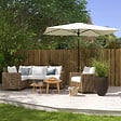 OUTSUNNY - Parasol rectangulaire inclinable de jardin avec manivelle métal polyester haute densité anti UV 50+ crème - vignette