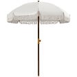 OUTSUNNY - Parasol droit de plage jardin style bohème à franges UV40+ crème - vignette
