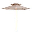 OUTSUNNY - Parasol en bois peuplier droit 2 toits polyester 180 g/m² dia. 2,65 x 2,64H m beige - vignette