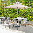 OUTSUNNY - Parasol en bois peuplier droit 2 toits polyester 180 g/m² dia. 2,65 x 2,64H m beige - vignette