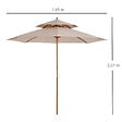OUTSUNNY - Parasol en bois peuplier droit 2 toits polyester 180 g/m² dia. 2,65 x 2,64H m beige - vignette