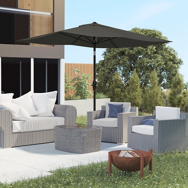 OUTSUNNY - Parasol rectangulaire inclinable de jardin avec manivelle métal polyester haute densité anti UV 50+ gris - large