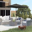 OUTSUNNY - Parasol rectangulaire inclinable de jardin avec manivelle métal polyester haute densité anti UV 50+ gris - vignette
