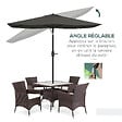 OUTSUNNY - Parasol rectangulaire inclinable de jardin avec manivelle métal polyester haute densité anti UV 50+ gris - vignette