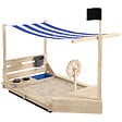 OUTSUNNY - Bac à sable bateau de pirate en bois avec jeu de cuisine et 6 accessoires - vignette