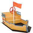 OUTSUNNY - Bac à sable bateau de pirate - banc, coffre rangement, gouvernail, drapeau, bâche - bois sapin pré-huilé - vignette