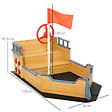 OUTSUNNY - Bac à sable bateau de pirate - banc, coffre rangement, gouvernail, drapeau, bâche - bois sapin pré-huilé - vignette