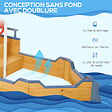 OUTSUNNY - Bac à sable bateau de pirate - banc, coffre rangement, gouvernail, drapeau, bâche - bois sapin pré-huilé - vignette