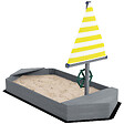 OUTSUNNY - Bac à sable enfant design bateau - dim. 190L x 90l x 138H cm - voile, gouvernail - bois gris - vignette