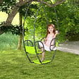 OUTSUNNY - Balançoire agrès face à face enfant 3 à 6 ans - assises, dossiers, repose-pieds - acier gris PE vert - vignette