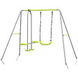 OUTSUNNY - Balançoire 2 agrès portique avec balançoire et face à face dim. 2,55L x 1,6l x 1,8H m métal époxy PE gris vert - vignette