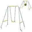 OUTSUNNY - Portique balançoire évolutive - siège haut, accoudoirs, ceinture sécurité 5 points, barre protection - métal époxy gris vert - vignette