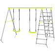OUTSUNNY - Balançoire portique 4 agrès - 2 balançoires, 2 échelles - dim. 2,6L x 1,85l x 1,8H m - métal époxy PE gris vert - vignette
