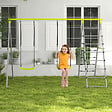 OUTSUNNY - Balançoire portique 4 agrès - 2 balançoires, 2 échelles - dim. 2,6L x 1,85l x 1,8H m - métal époxy PE gris vert - vignette