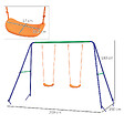 OUTSUNNY - Balançoire 2 agrès portique avec 2 balançoires dim. 2,69L x 1,6l x 1,8H m métal époxy anticorrosion vert bleu PP orange - vignette