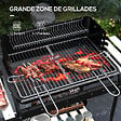 OUTSUNNY - Barbecue à charbon sur pied grille réglable 2 roues 3 étagères récupérateur de cendres noir - vignette