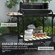 OUTSUNNY - Barbecue à charbon sur pied grille réglable 2 roues 3 étagères récupérateur de cendres noir - vignette
