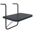 OUTSUNNY - Table suspendue de balcon pliable dim. plateau 60L x 40l cm hauteur réglable 55-64H cm alu plastique noir - vignette