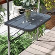 OUTSUNNY - Table suspendue de balcon pliable dim. plateau 60L x 40l cm hauteur réglable 55-64H cm alu plastique noir - vignette