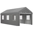 OUTSUNNY - Tente garage carport dim. 6L x 2,95l x 2,78H m acier galvanisé PE haute densité 2 portes 6 fenêtres gris - vignette